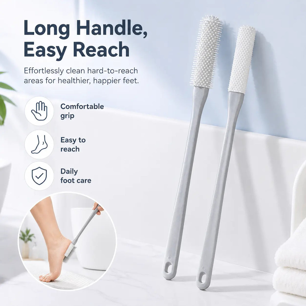 Long-Handle Silicone Soft Pedicure Tool