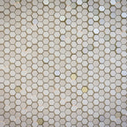 Witte betegelde wand close-up